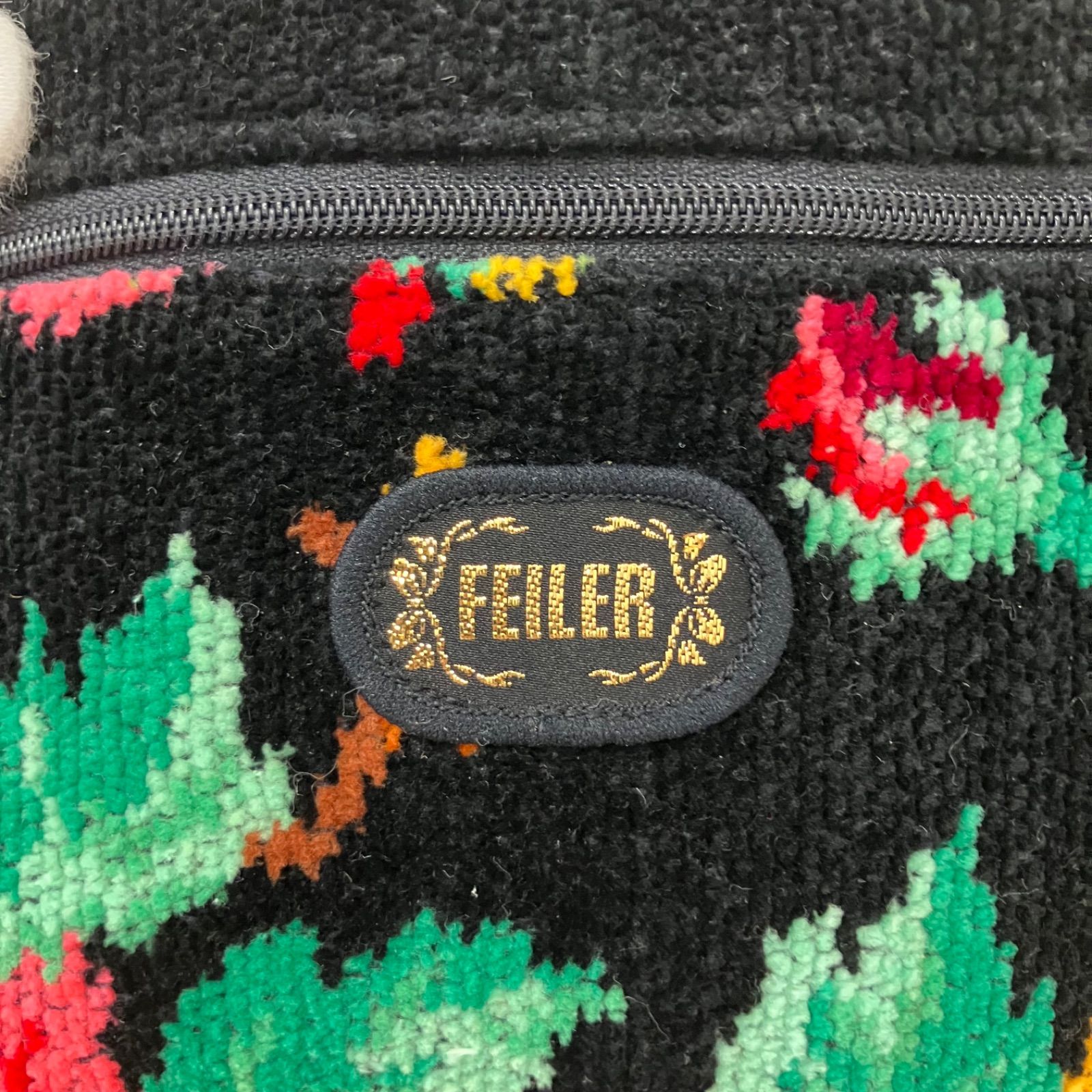 5485 FEILER フェイラー ポーチ ブラック 黒 パラディス 鳳凰 花柄