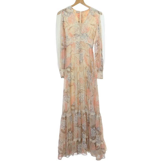 中古】 GUNNE SAX シフォンティアードワンピース 70s vintage 70年代