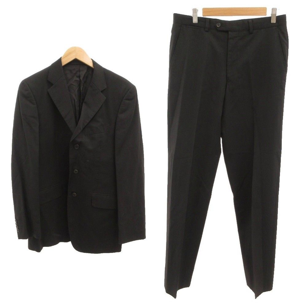 ポールスミス PAUL SMITH スーツ セットアップ テーラードジャケット パンツ スラックス ピンストライプ L 黒 ブラック 白 ホワイト /JS ■ECG007