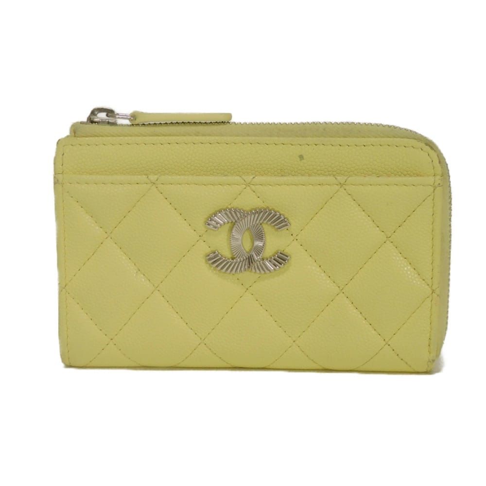 CHANEL イエロー ケース マトラッセ ココマーク CHANEL シャネル マトラッセ フラグメントケース ココマーク CCマーク