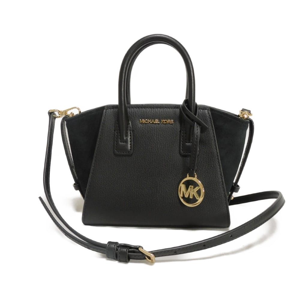 Michael Kors マイケルコース アヴリル エクストラ スモール サッチェル MKサークルチャーム ペブルド カーフ スエード 2WAY ショルダーバッグ ロゴ メタル ブラック ハンドバッグ 35F4G4VC0L