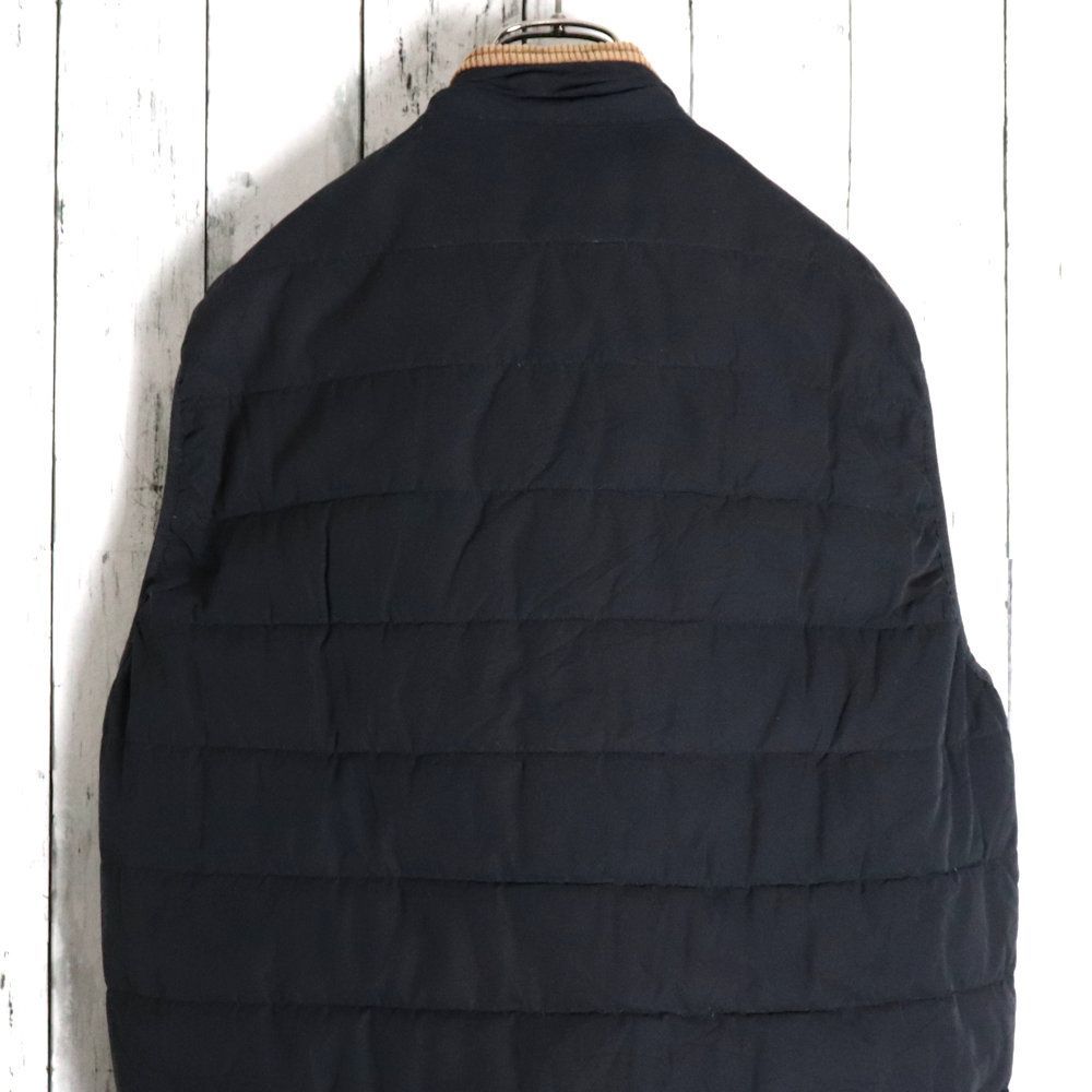 Barbour バブアー ファイバーダウンベスト 襟コーデュロイ L 中綿ベスト Barbour バブアー ファイバーダウンベスト 襟コーデュロイ ネイビー 紺