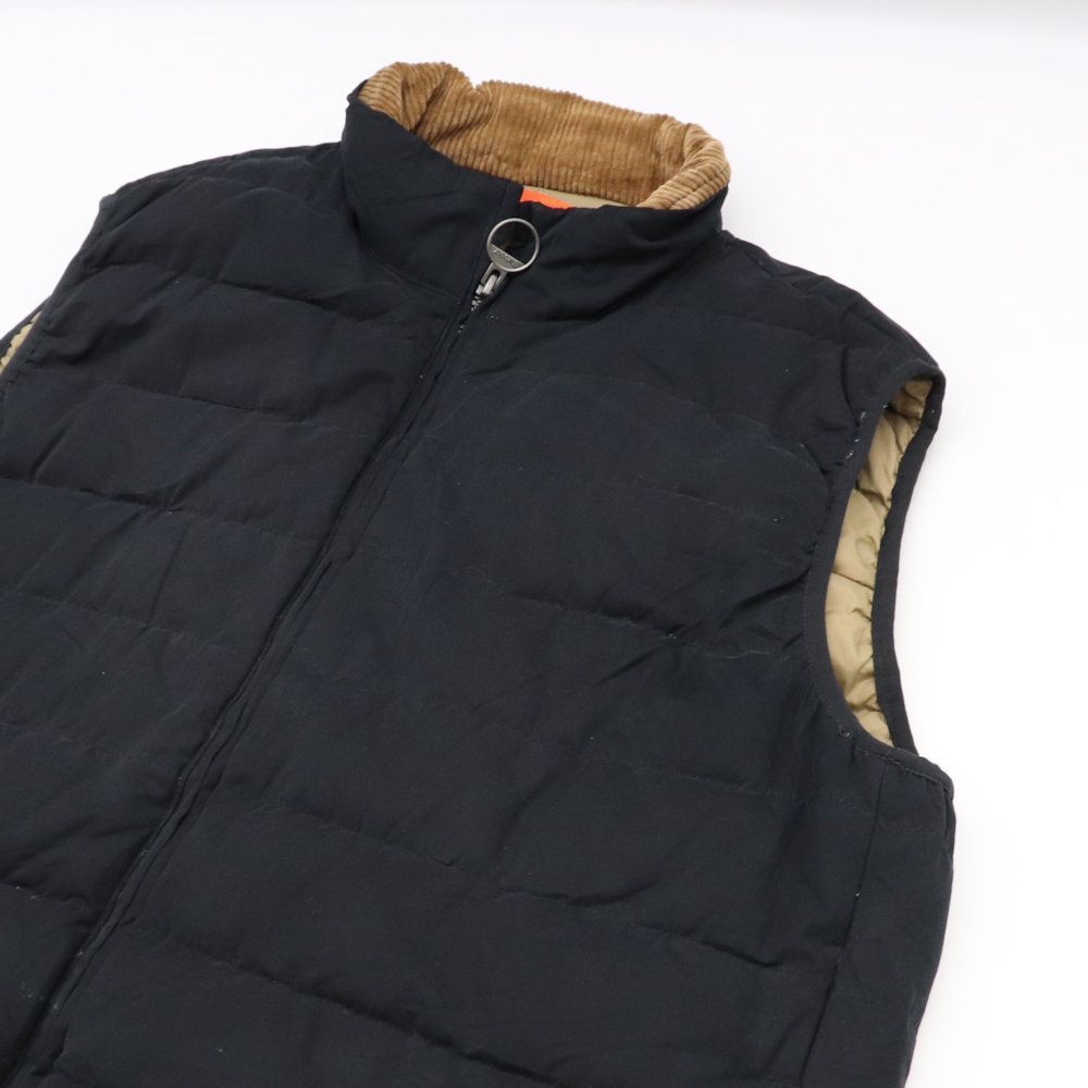 Barbour バブアー ファイバーダウンベスト 襟コーデュロイ ネイビー 紺