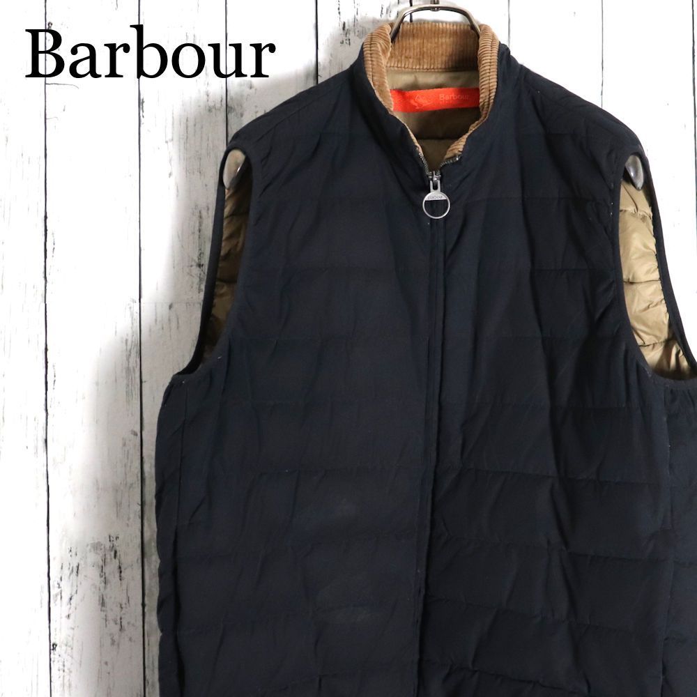 Barbour バブアー ファイバーダウンベスト 襟コーデュロイ ネイビー 紺