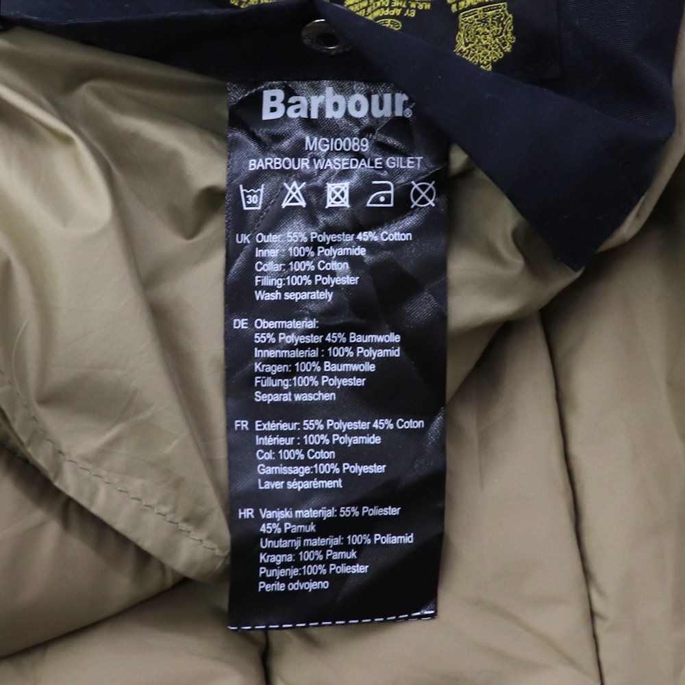 Barbour バブアー ファイバーダウンベスト 襟コーデュロイ ネイビー 紺