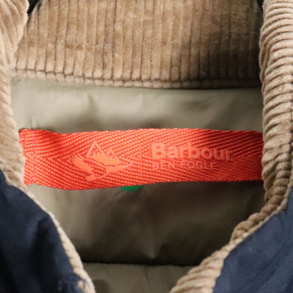 Barbour バブアー ファイバーダウンベスト 襟コーデュロイ ネイビー 紺