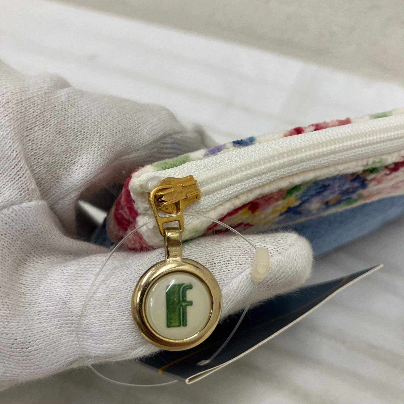 5387 【美品】 FEILER フェイラー タグ付き ポーチ ブルー 水色 ライト