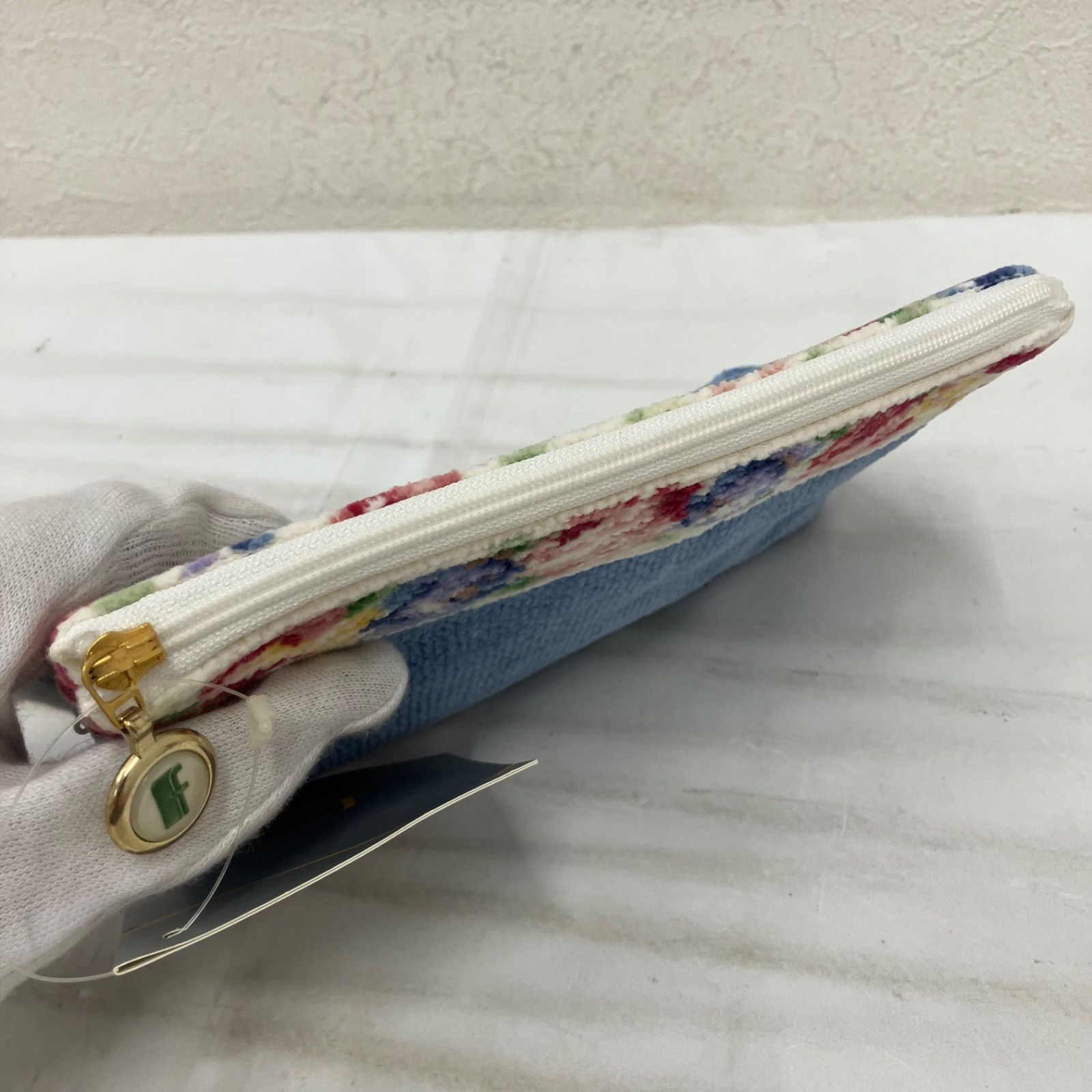 5387 【美品】 FEILER フェイラー タグ付き ポーチ ブルー 水色 ライト