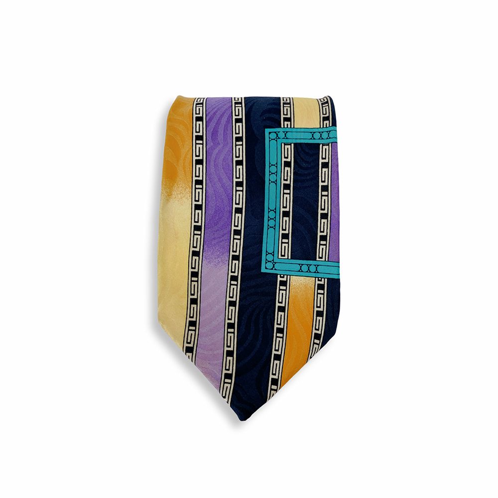 GIANNI VERSACE ジャンニヴェルサーチ グレカ ストライプ柄 シルク
