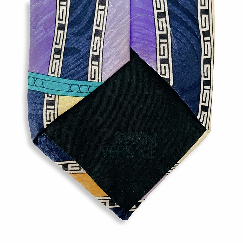 GIANNI VERSACE ジャンニヴェルサーチ グレカ ストライプ柄 シルク