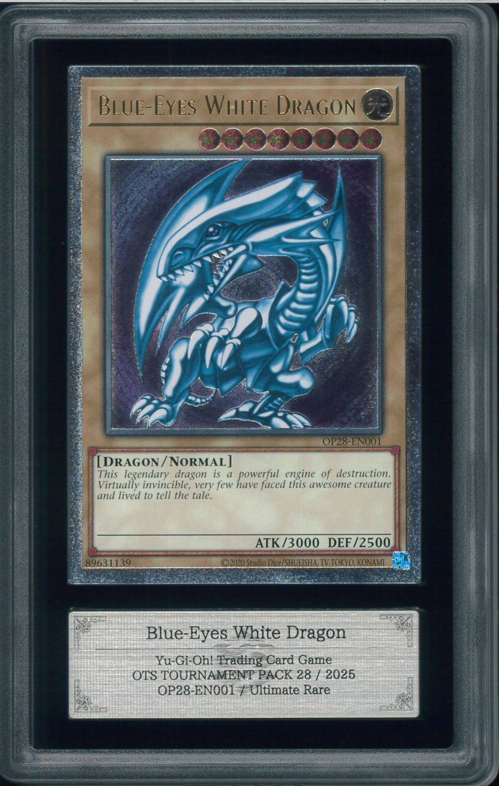 ARS9　Blue-Eyes White Dragon　青眼の白龍　ブルーアイズ　OP28-EN001　英語版　遊戯王　アルティメットレア　レリーフ　Y002773