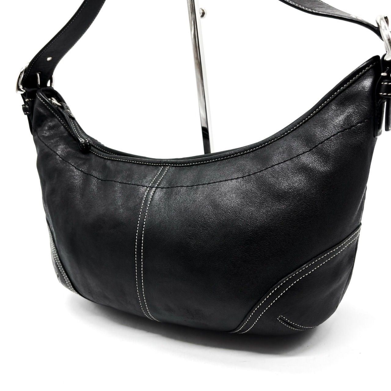 【良品】COACH Y2K all black leather hobo shoulder bag unisex コーチ ショルダーバッグ