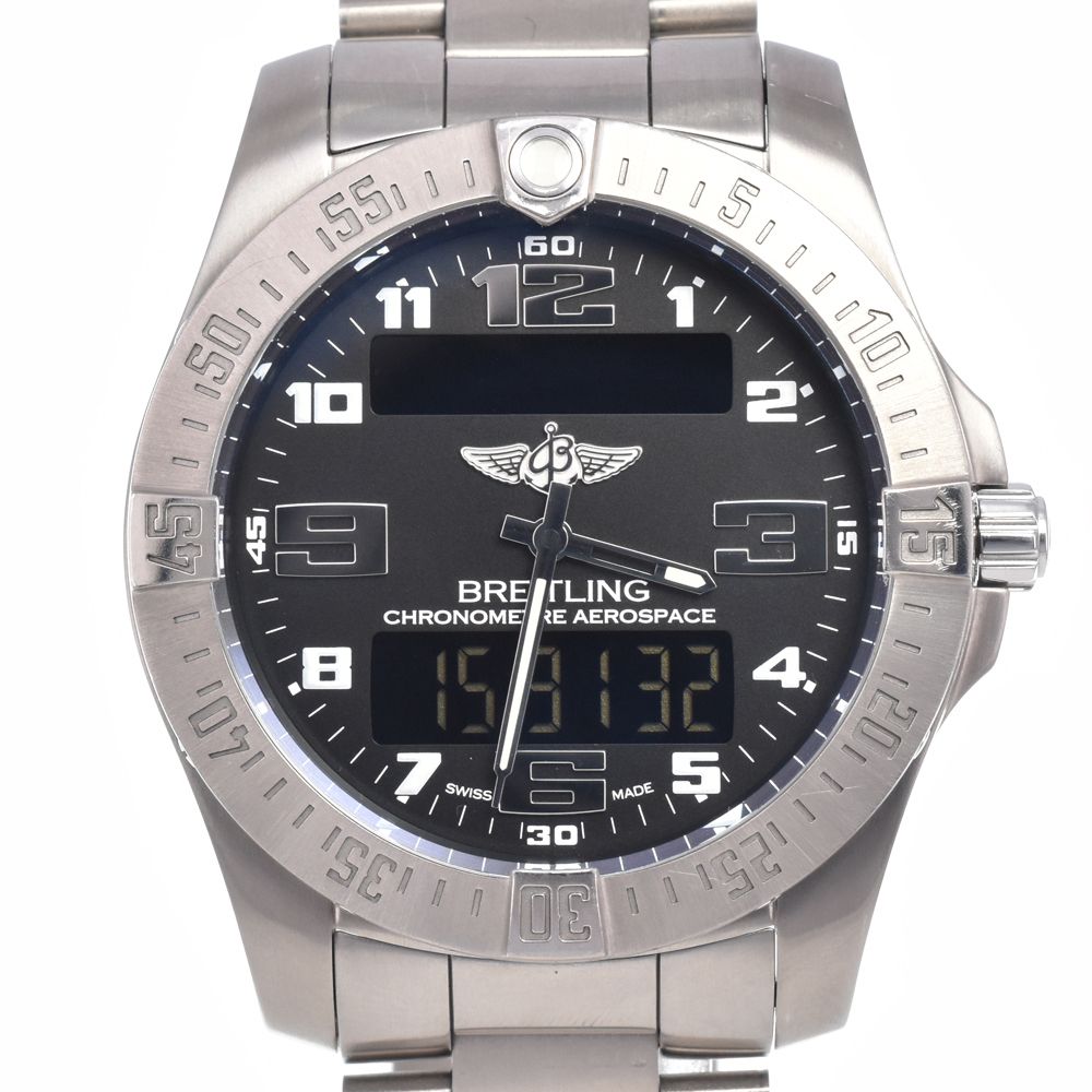 ブライトリング BREITLING E79363 エアロスペース エヴォ チタン ブラック クォーツ メンズ 良品 箱・保証書付き 腕時計 R#149391