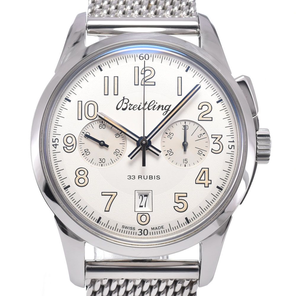ブライトリング BREITLING AB1411 トランスオーシャン 世界限定1915本 裏スケ シルバー 手巻き メンズ 箱・保証書付き 腕時計 R#149054