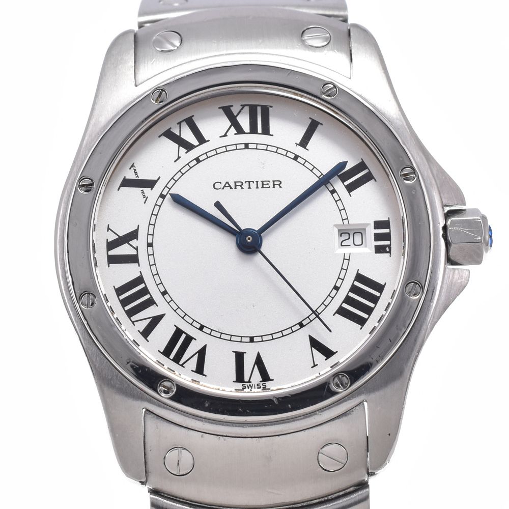カルティエ CARTIER W20027K1 サントス ロンド デイト シルバー クォーツ ユニセックス 良品 保証書付き 腕時計 R#148763