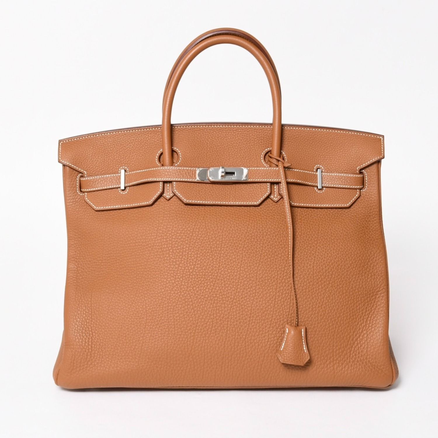 新品同様品 HERMES エルメス バーキン40 ゴールド トゴ 40cm □Q刻印 シルバー金具 ハンドバッグ 中古 4a005687