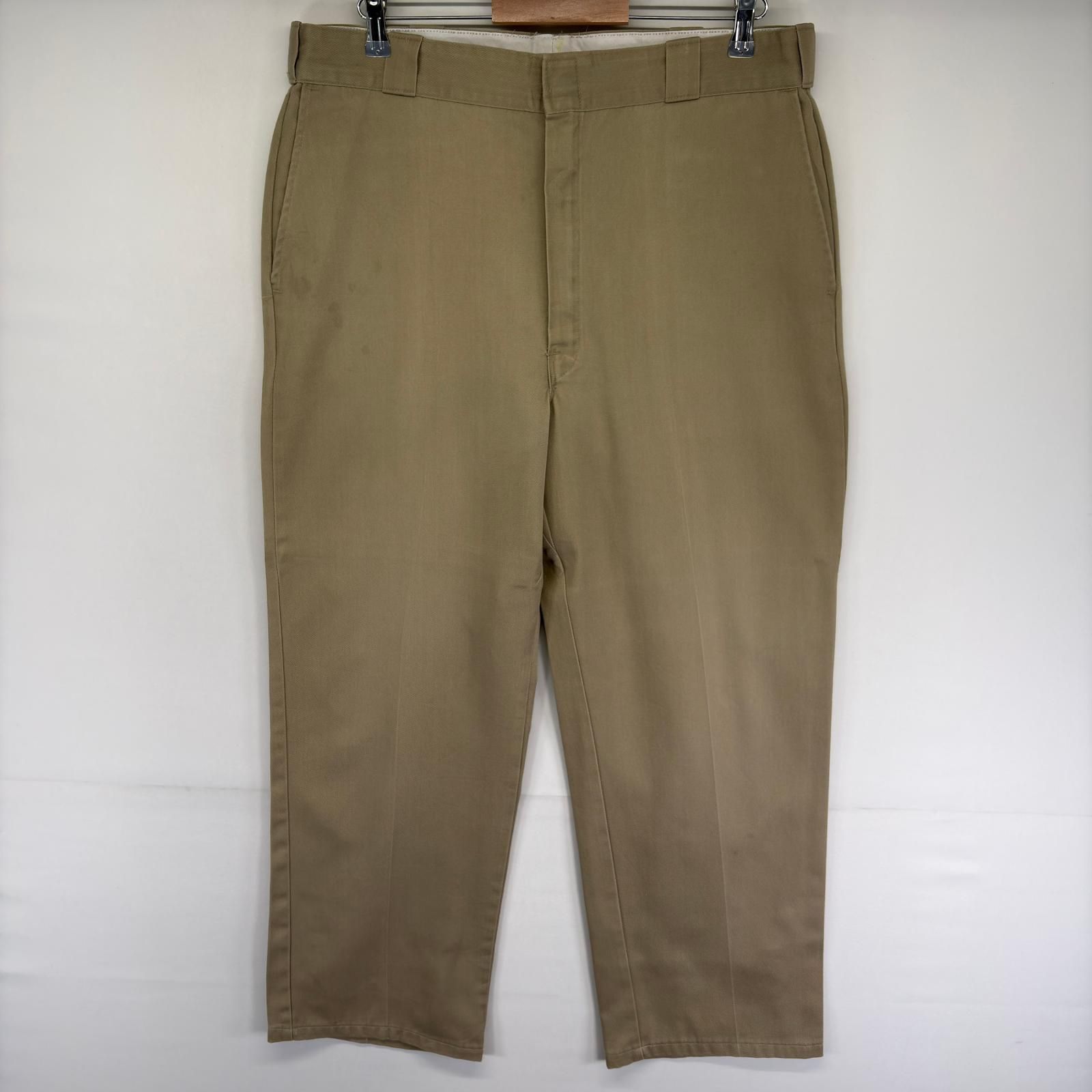 古着 ディッキーズ Dickies USA製 パンツ チビタグ ジッパーフライ 大きいサイズ ワークパンツ 作業着 w38 L32 ベージュ系 メンズ