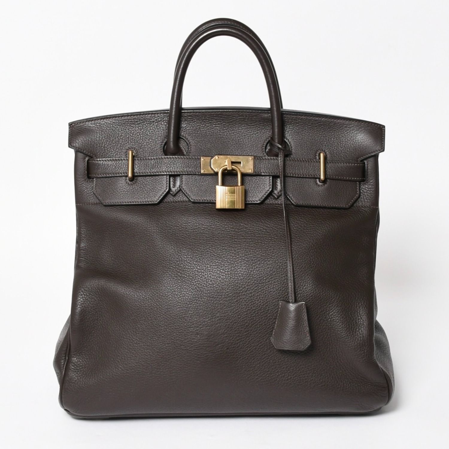 極美品 HERMES エルメス Haut a Courroies40 オータクロア40 ハンドバッグ トゴ ブラウン ブロンズ金具 ◻︎F刻印 中古 4a005619
