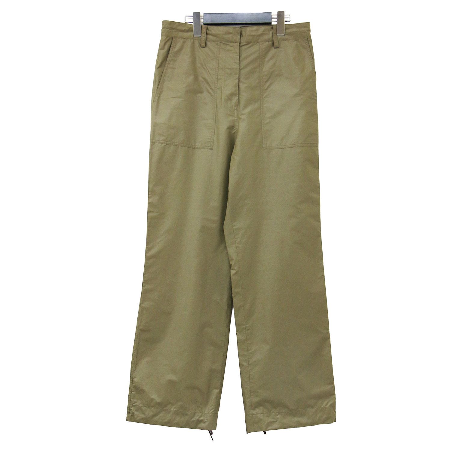 BACCA バッカ パンツ カーキ サイズ:36(9号) 23春夏 シャイニングタイプライター パッチポケットパンツ ベイカーパンツ ハイウエスト ギャザー ストレート サテン ワイド 日本製 ボトムス ズボン【レディース】【中古】