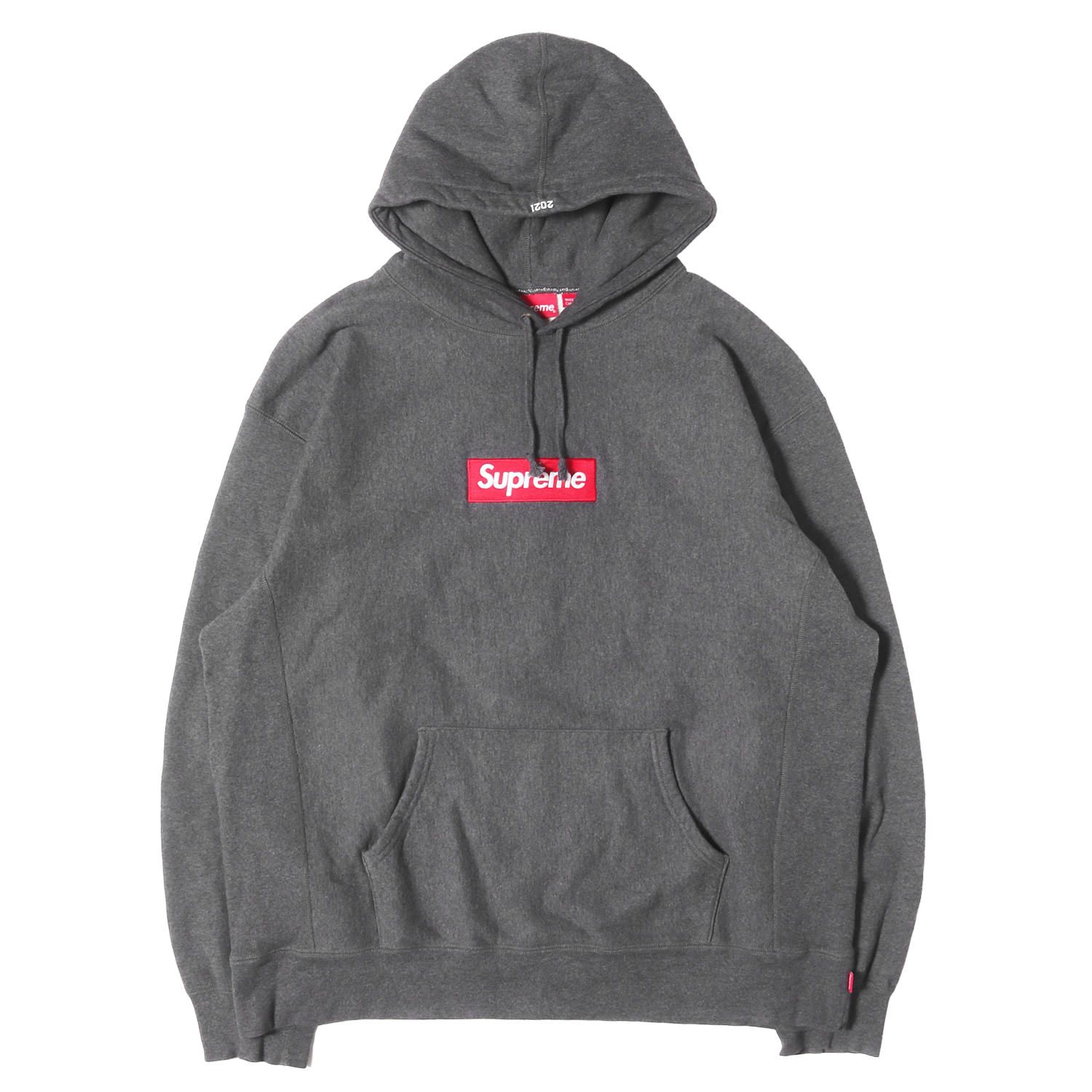 Supreme シュプリーム パーカー チャコールグレー サイズ:XXL 21AW ボックスロゴ スウェットパーカー Box Logo Hooded Sweatshirt カナダ製 トップス フーディー プルオーバー 【メンズ】【中古】