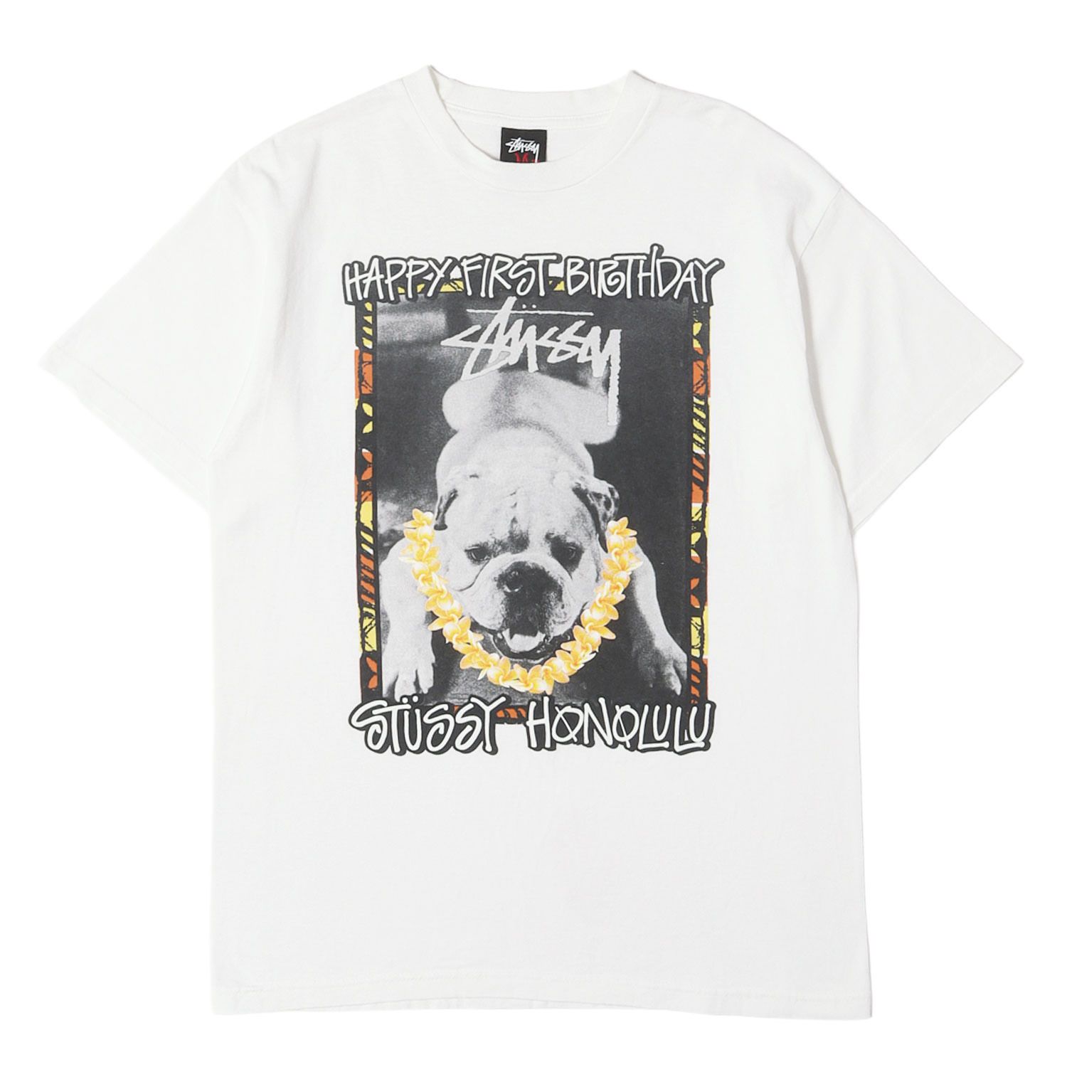 STUSSY ステューシー Tシャツ ホワイト 白 サイズ:M 00s ホノルルチャプト 1周年記念 ブルドッグ Tシャツ メキシコ製 00年代 アーカイブ トップス カットソー 半袖【メンズ】【中古】