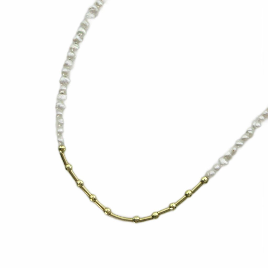 ノーブランド品 ネックレス アクセサリー 砂ケシ パール 真珠 K18 白 ホワイト /MQ