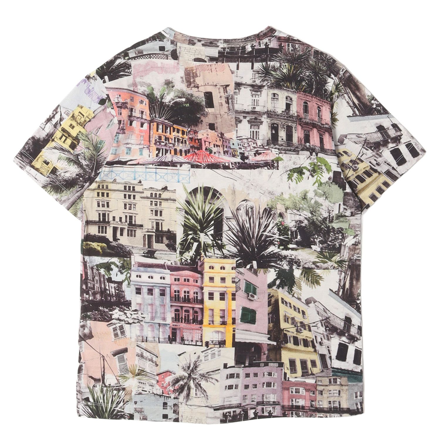 【美品】Paul Smith ポールスミス Tシャツ マルチカラー サイズ:M サマーヒルタウン プリント Tシャツ 日本製 トップス カットソー 半袖【メンズ】【中古】