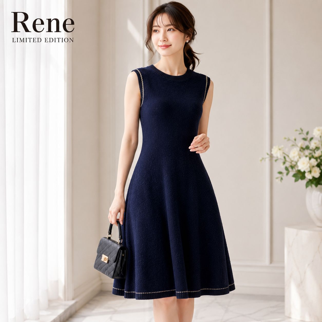 未使用に近い美しさ / 知的な濃紺に煌めく繊細ゴールド 】Rene / ルネ
