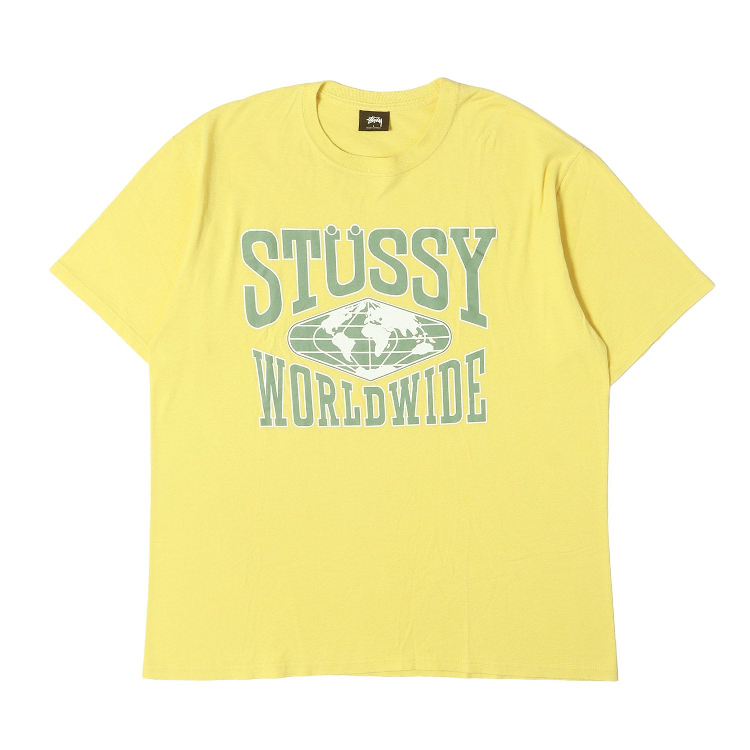 STUSSY ステューシー Tシャツ イエロー サイズ:L WORLD WIDE グラフィック クルーネック Tシャツ メキシコ製 トップス カットソー 半袖【メンズ】【中古】