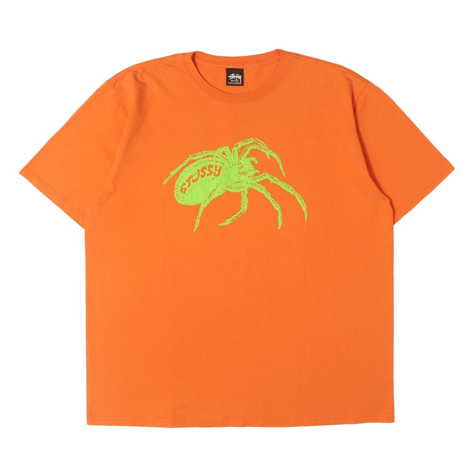 【美品】STUSSY ステューシー Tシャツ オレンジ サイズ:XL 23SS スパイダー グラフィック クルーネック Tシャツ Widow Tee トップス カットソー 半袖【メンズ】【中古】