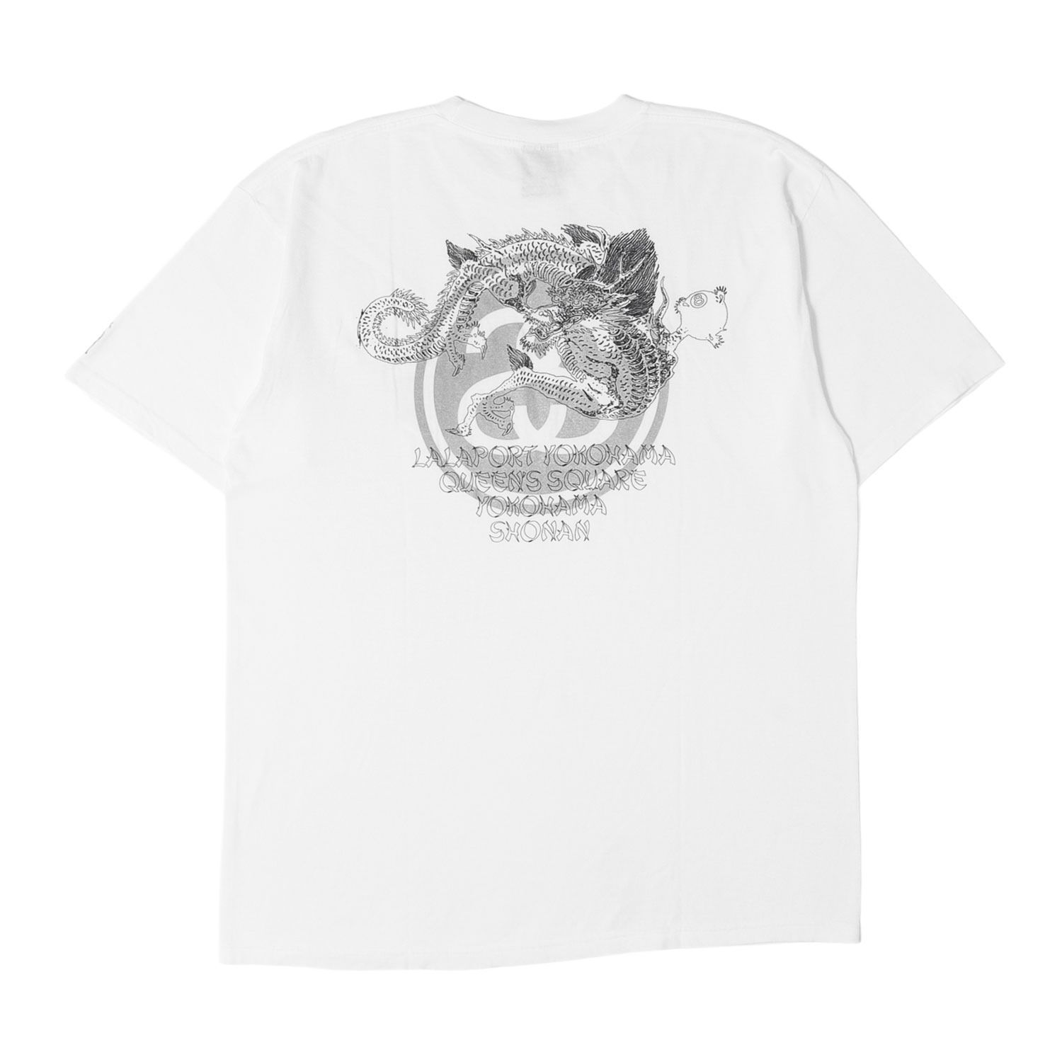 STUSSY ステューシー Tシャツ ホワイト 白 サイズ:L 00s 横浜チャプト 4店舗限定 横濱集団 ドラゴン クルーネック Tシャツ 00年代 アーカイブ トップス カットソー 半袖【メンズ】【中古】