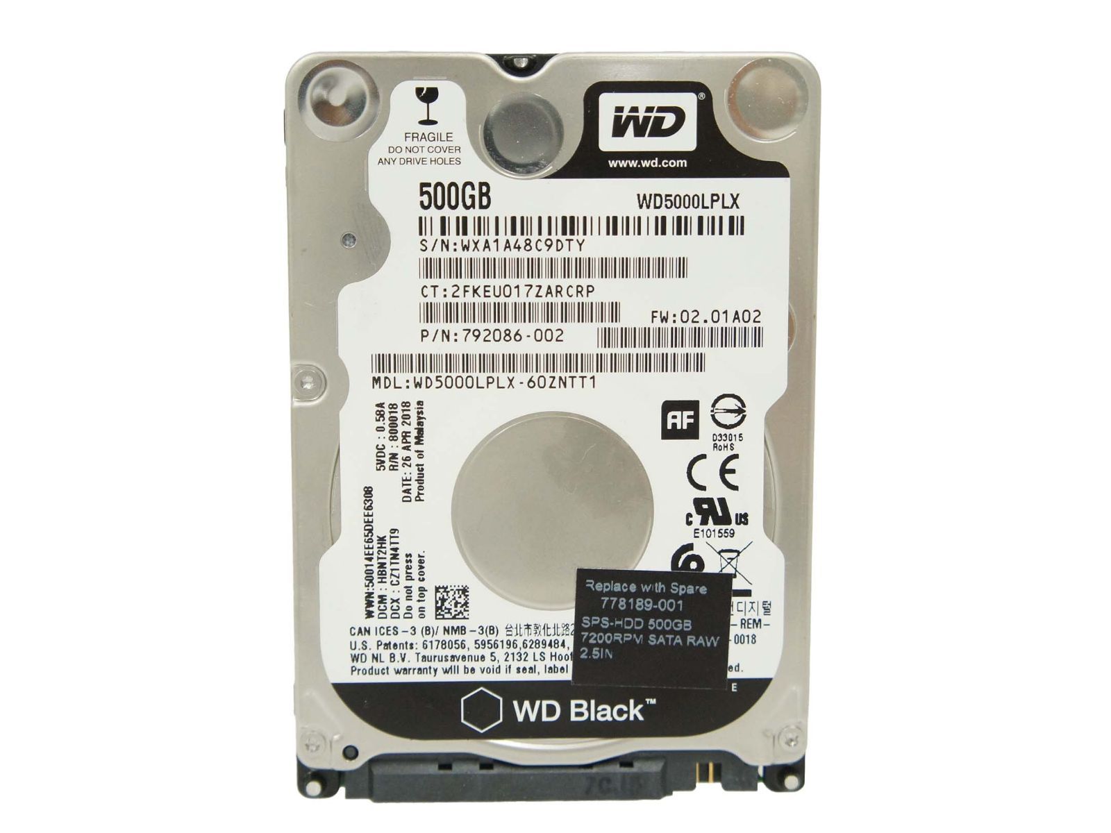 Western Digital WD Black 500GB 7200RPM SATA III 2.5インチ HDD WD5000LPLX-60ZNTT1