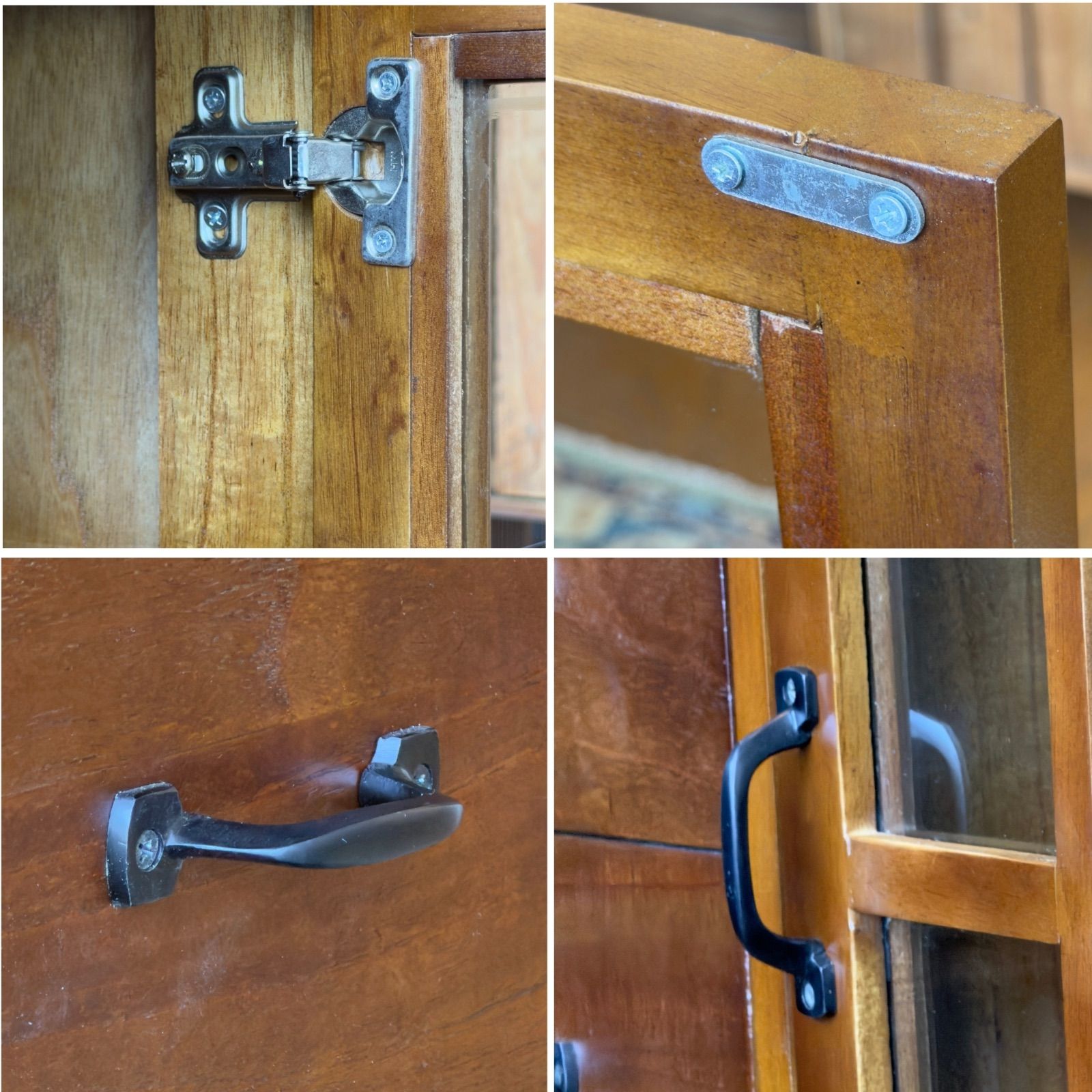 新品】Vintage Style Cabinet / キャビネット 4引出し ガラス扉 天然木