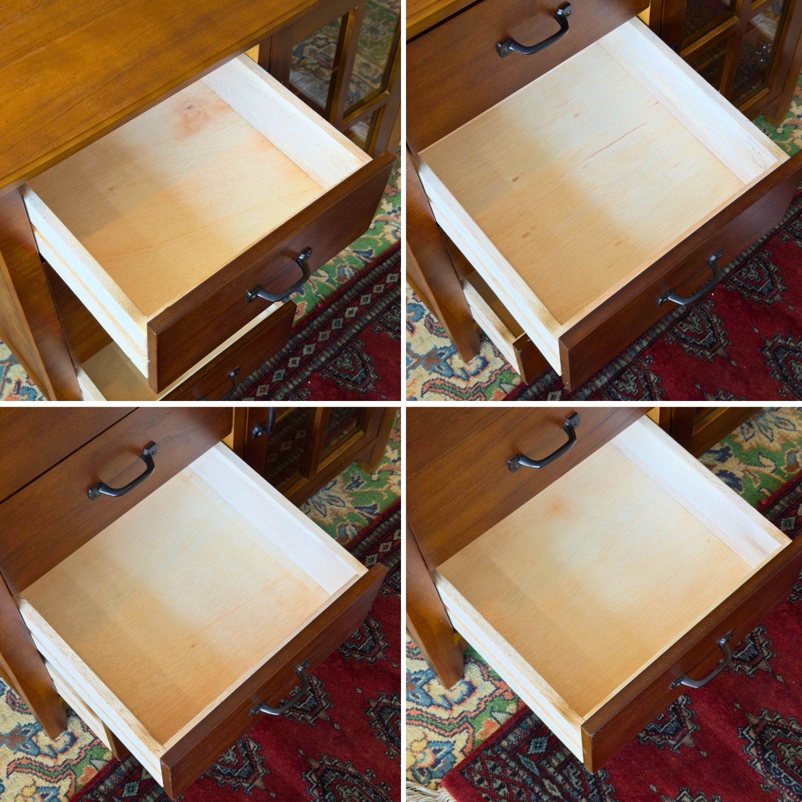 新品】Vintage Style Cabinet / キャビネット 4引出し ガラス扉 天然木