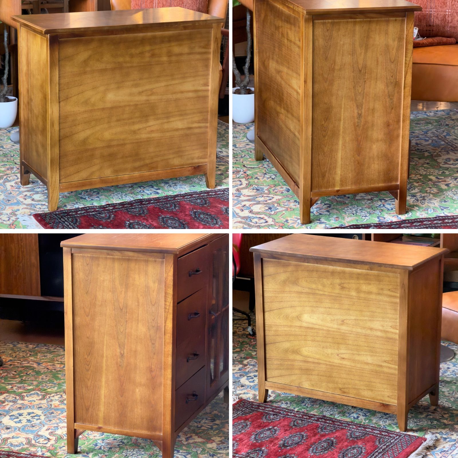新品】Vintage Style Cabinet / キャビネット 4引出し ガラス扉 天然木