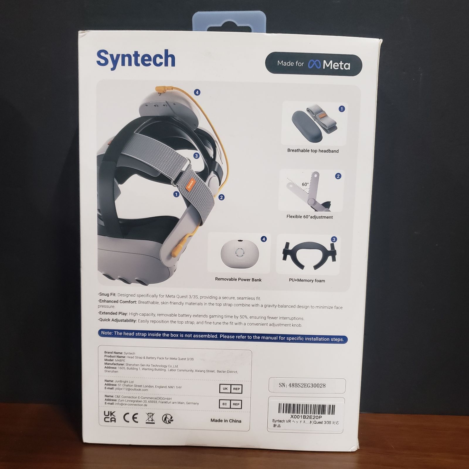 Syntech バッテリー付き VR ヘッドストラップ Meta Quest 3/3S 対応