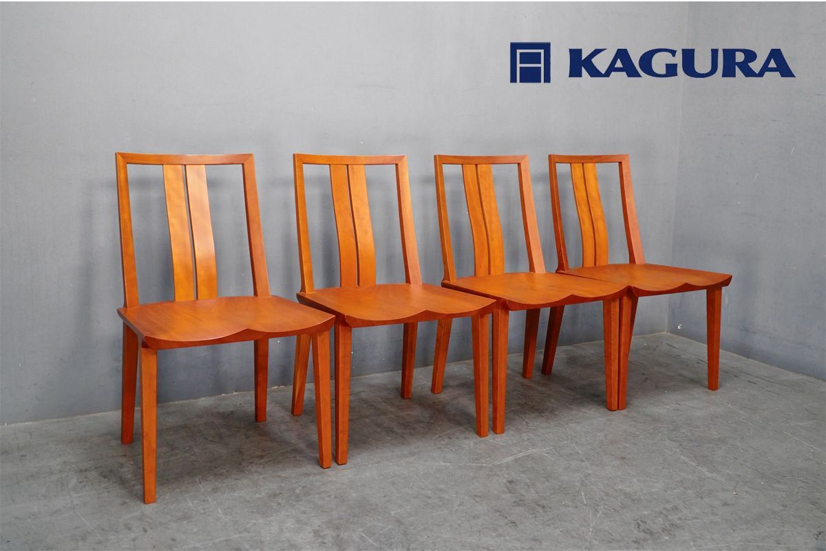 【C】家具蔵/KAGURA/高級無垢材/チェリー/ダイニングチェアC 展示美品 家具蔵(KAGURA) REN(レン）チェリー無垢材 板座 ダイニング