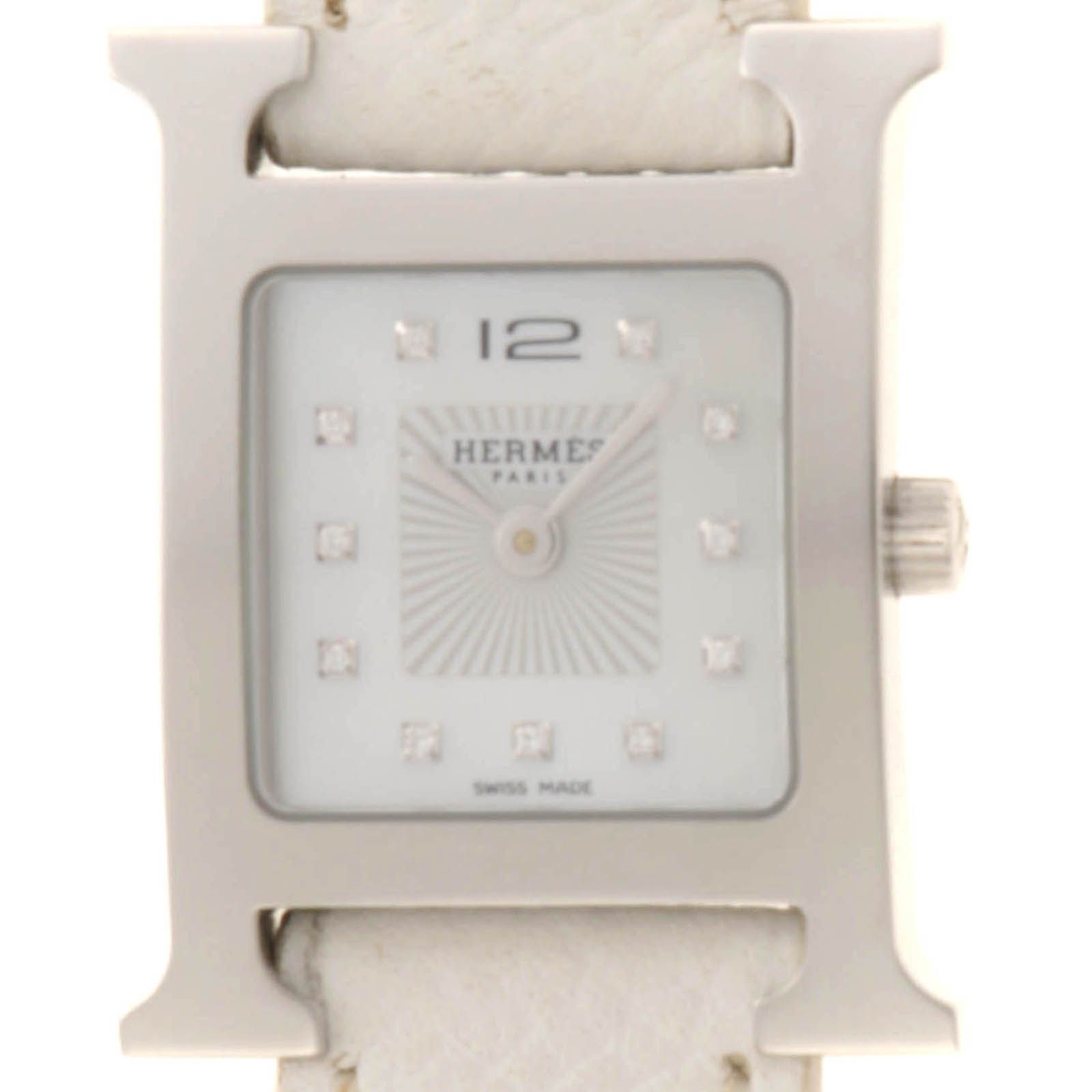 HERMES エルメス Hウォッチ HH1.210 ホワイトシェル/11ポイントダイヤ