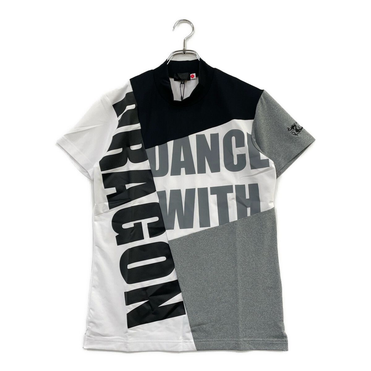 未使用品 メンズ ダンスウィズドラゴン DANCE WITH DRAGON 半袖シャツ 2(M) 白×黒 モックネック