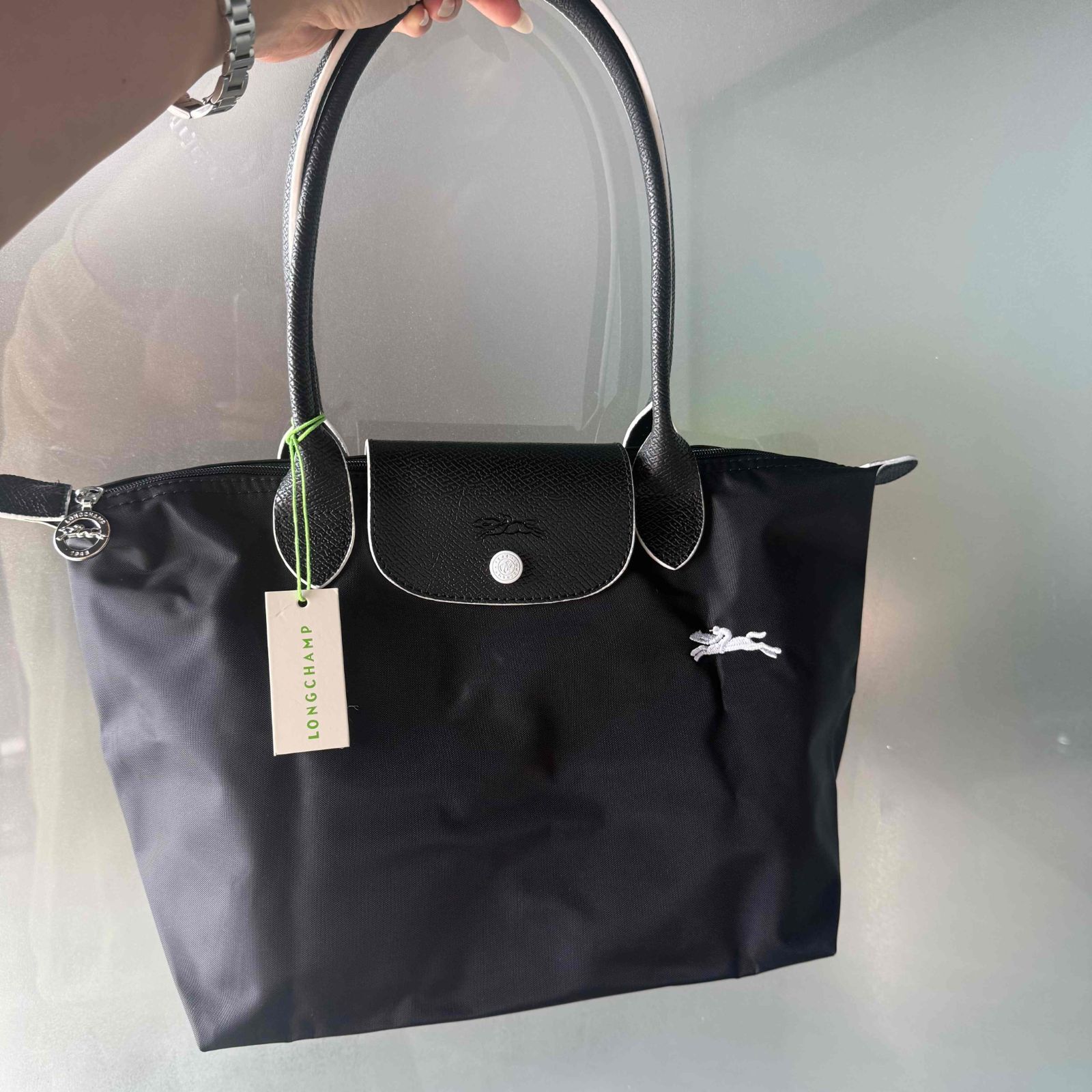 新品未使用】ロンシャン LONGCHAMP ルプリアージュ長ハンドル ブラック 