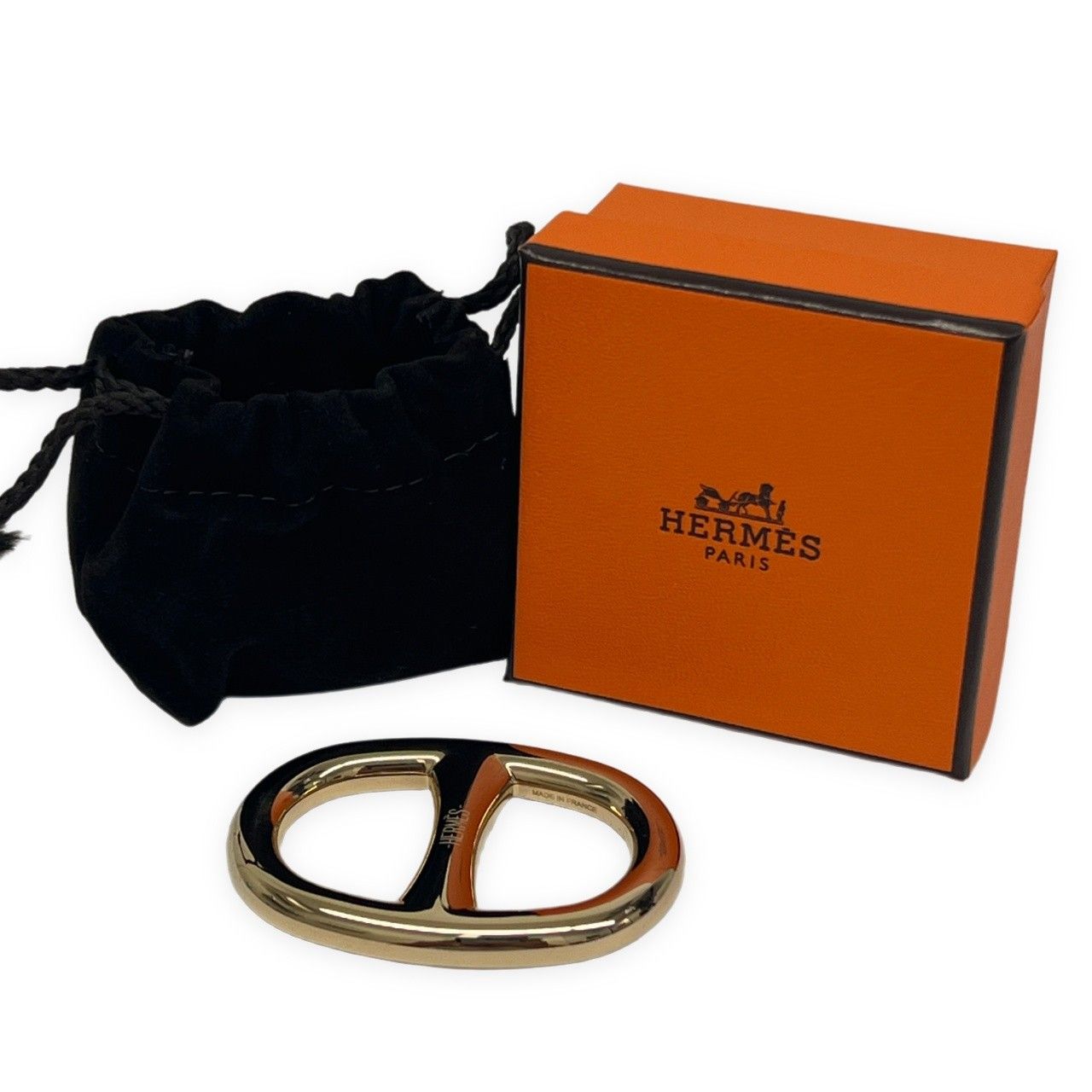 パル✨HERMESエルメス シューヌダンクル スカーフリング パーマブラス HERMES エルメス スカーフリング 90 シェーヌ・ダンクル パーマブラス