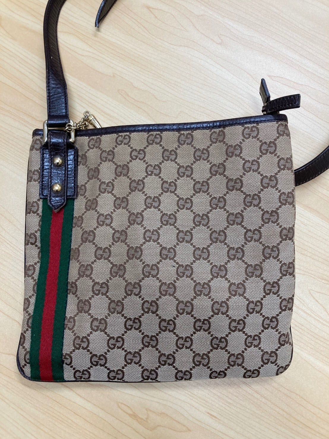 GUCCI グッチ GGキャンバス シェリーライン ショルダーバッグ チャーム