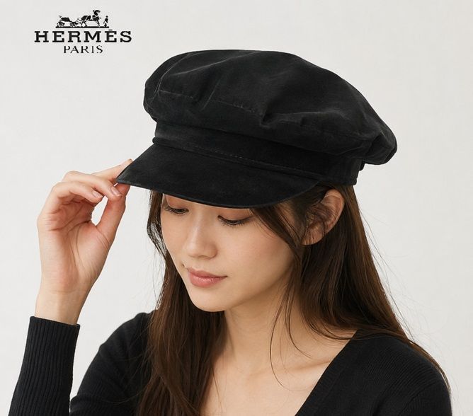 ○【美品】HERMES エルメス ハンチング /am-A-212-5762-8.2/帽子/黒
