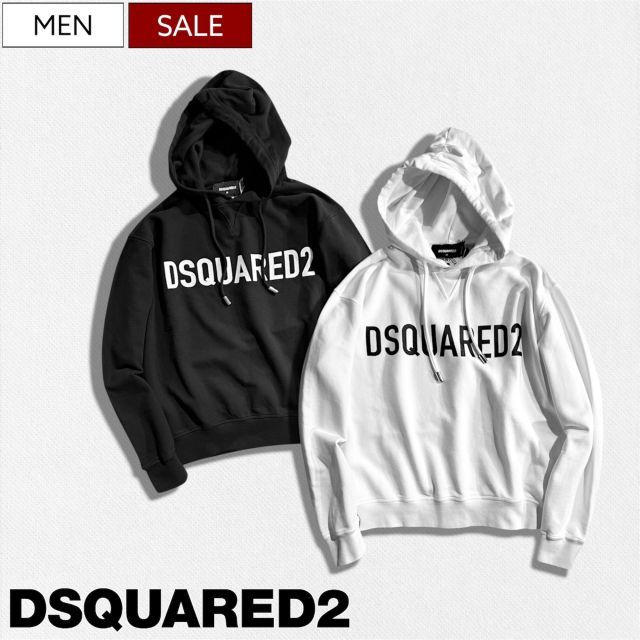 【定価110,000円(税込)】DSQUARED2 ディースクエアード 圧倒的なクラス感を漂わせる！洗練されたリラックスシルエットを纏うブランドロゴプリント入り プルオーバーパーカー フーディ スウェット ロゴ 長袖 S74GU0664D25002 ホワイト