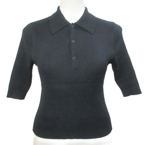 オーラリー リブニットポロ コットン ハイゲージ 白 リブギザ 美品✨ オーラリー AURALEE 美品 COTTON HIGH GAUGE RIB KNIT POLO BLACK