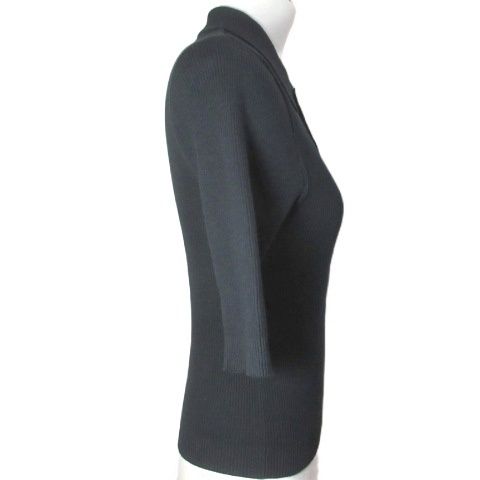 オーラリー AURALEE 美品 COTTON HIGH GAUGE RIB KNIT POLO BLACK