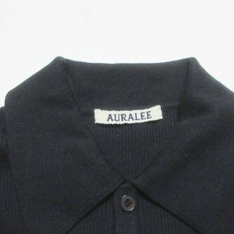 AURALEE オーラリー コットンリブニットポロ プルオーバー オーラリー AURALEE 美品 COTTON HIGH GAUGE RIB KNIT POLO BLACK