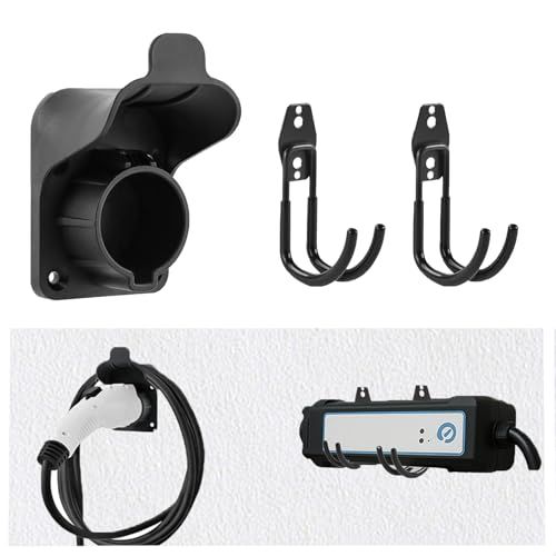 EV充電器 ケーブルホルダー ev充電器ホルダー EV充電ケーブルフック evコードホルダー phev 充電ホルダー SAE J1772専用収納 パーツ アクセサリー (フック＋ホルダー)ts 2ba7909d