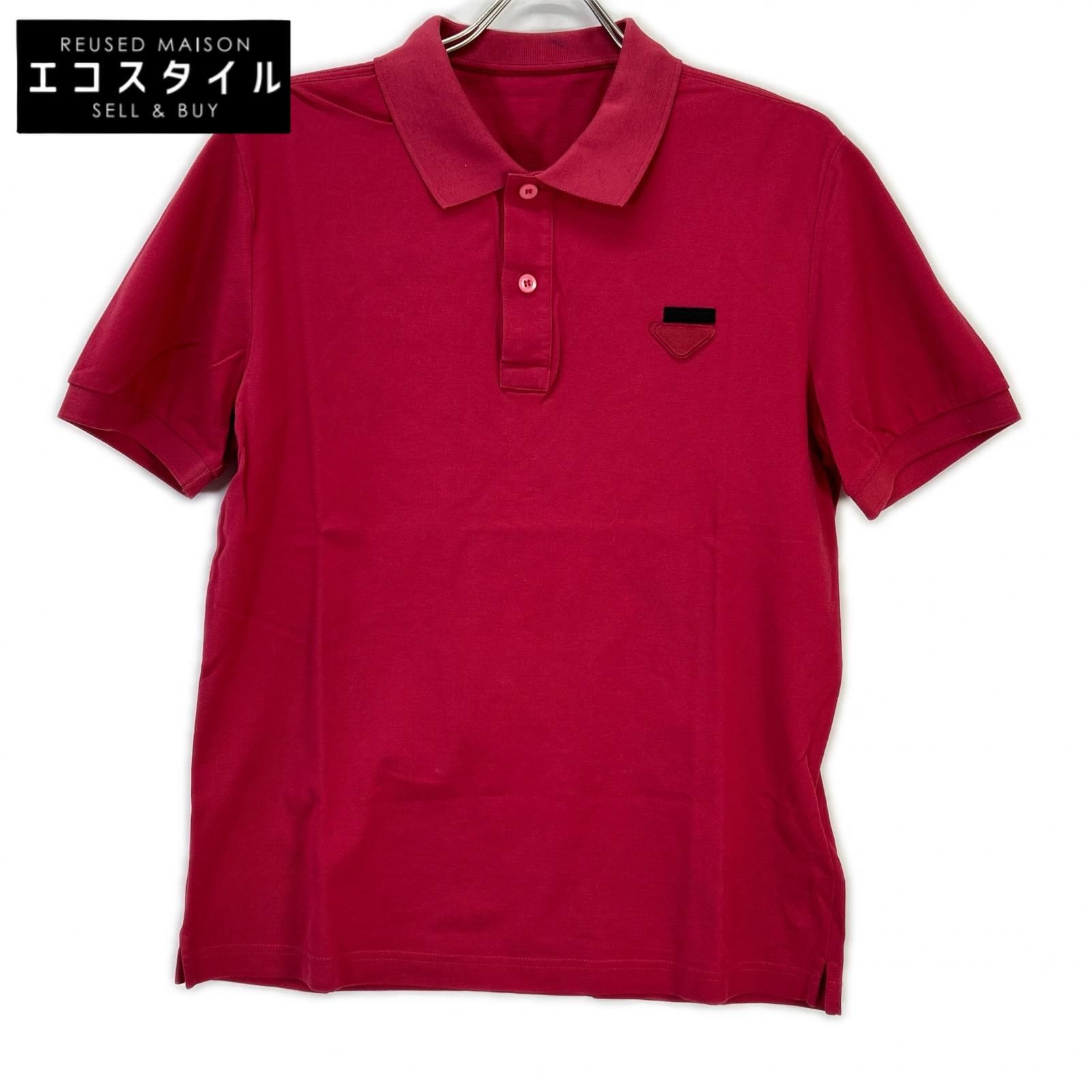 PRADA　プラダ　トライアングルロゴ レッド ポロシャツ　L