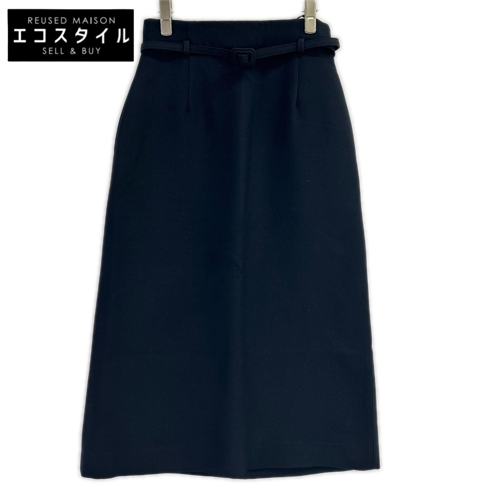 DIOR　ディオール　311J38A1166 ブラック ベルテッド ミモレ スカート　F38